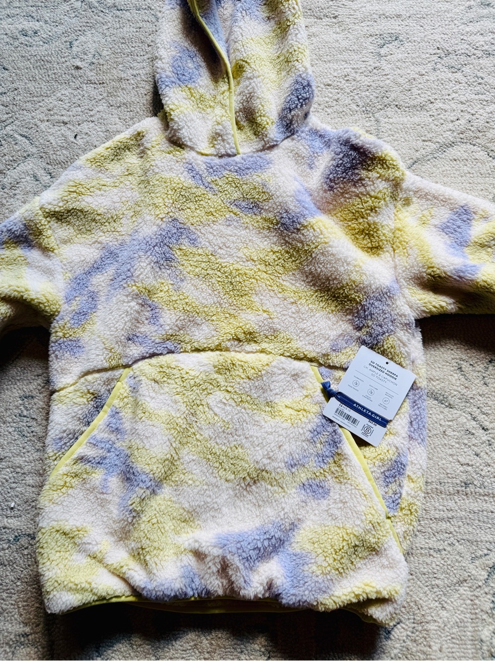 Athleta Girls Cozy Tie-Dye Sherpa Hoodie - Yellow & Lavender